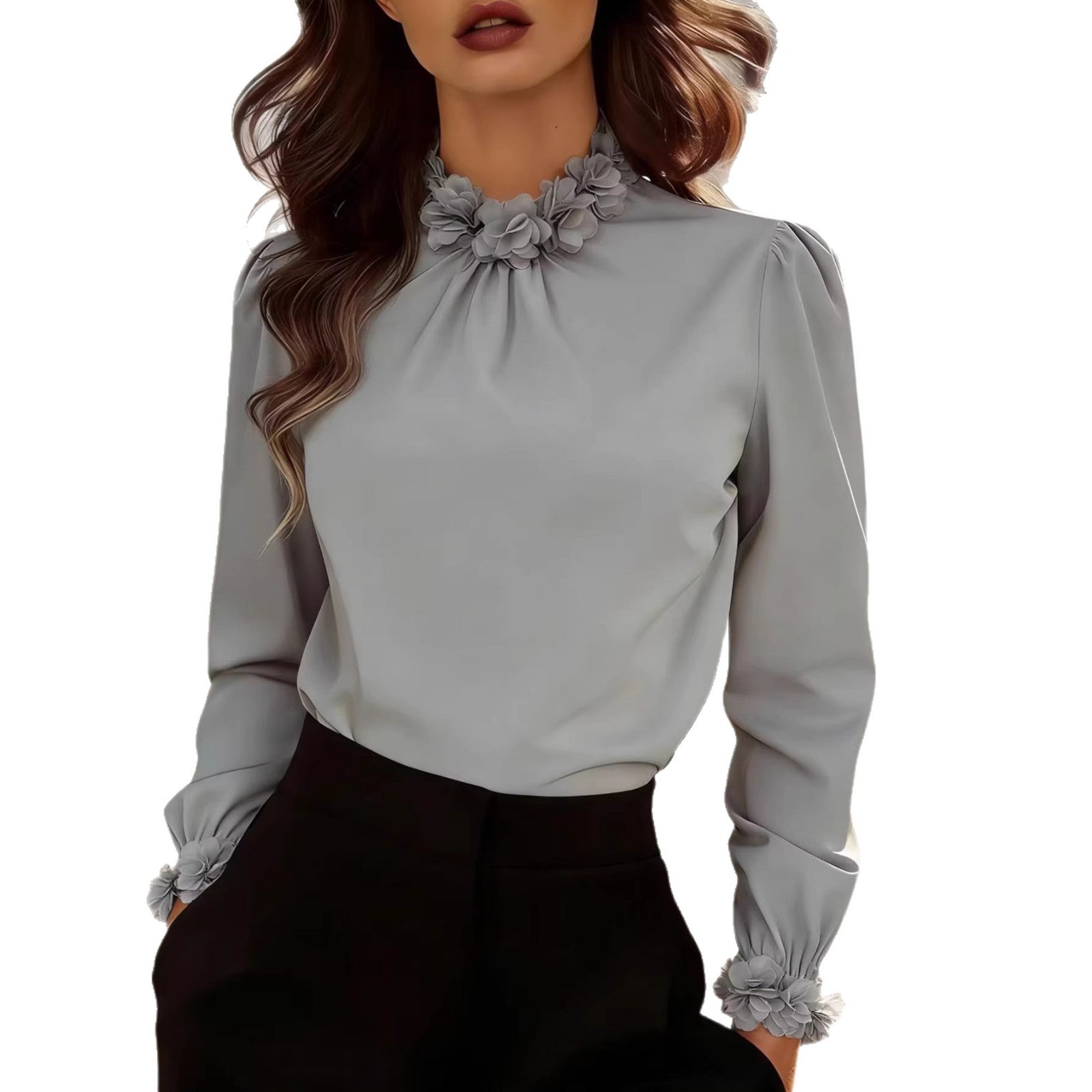 Elegant French-style Long-sleeve Blouse For Women