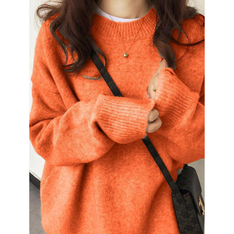 Pullover Soft Glutinous Thickened Women's Round Neck Sweater