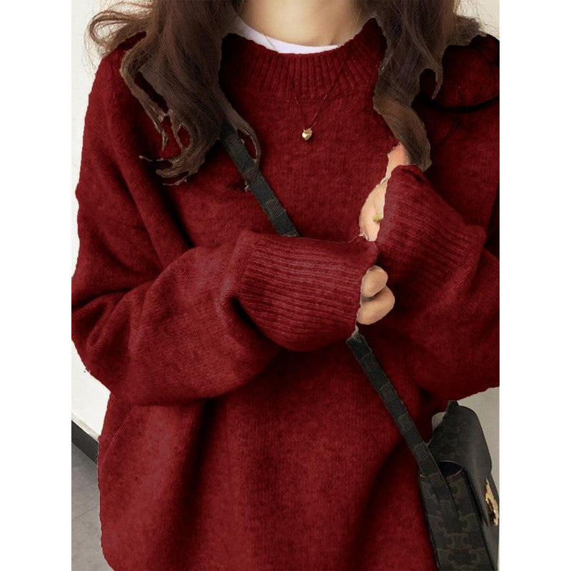 Pullover Soft Glutinous Thickened Women's Round Neck Sweater