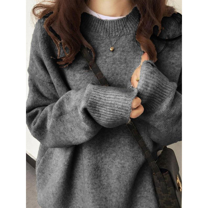 Pullover Soft Glutinous Thickened Women's Round Neck Sweater