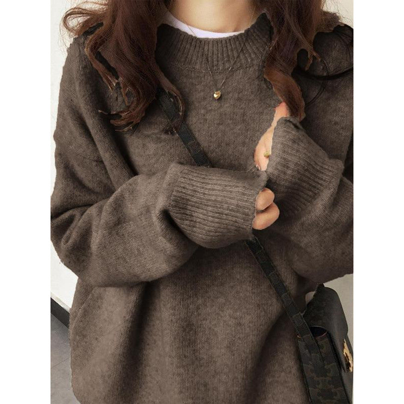 Pullover Soft Glutinous Thickened Women's Round Neck Sweater