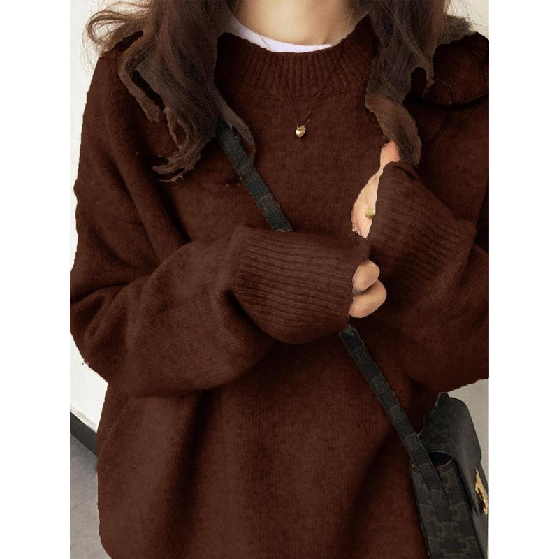 Pullover Soft Glutinous Thickened Women's Round Neck Sweater