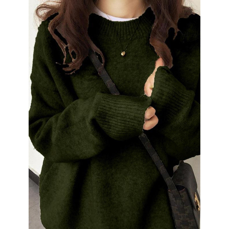Pullover Soft Glutinous Thickened Women's Round Neck Sweater